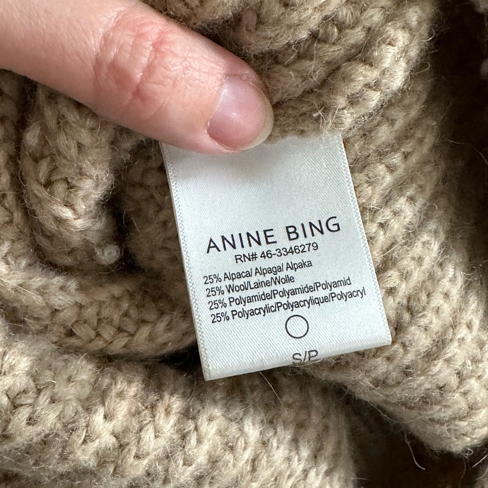 Anine Bing Alpaca Wool Blend Chunky Knit Sweater – Camel oversized small - Picture 6 of 9